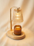 Aurora candle warmer lamp flat lay with included Ambiera complimentary candle — complete set