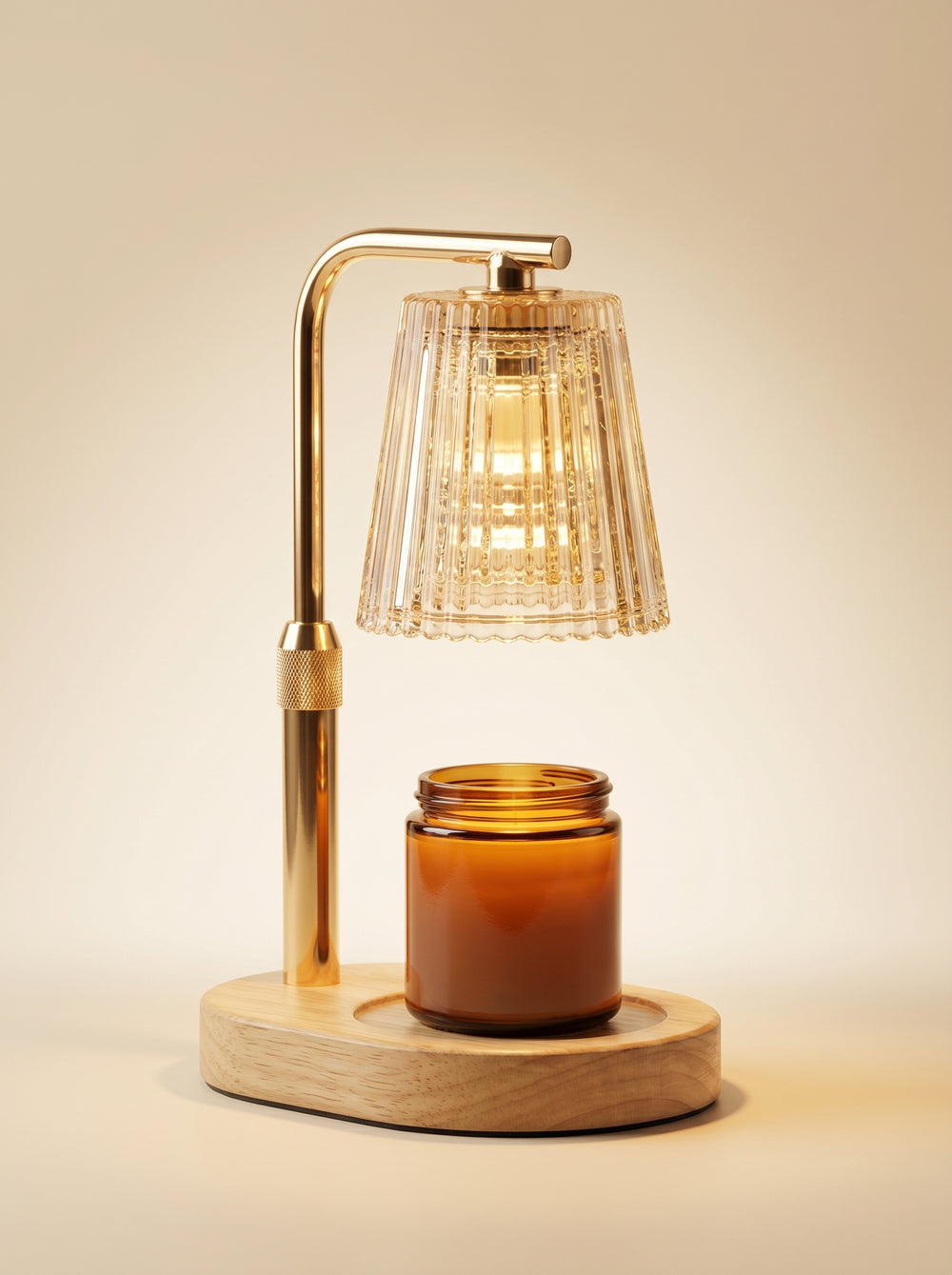 Aurora Dimmable Candle Warmer Lamp with Complimentary Candle — Ambiera flameless warmer in brushed gold